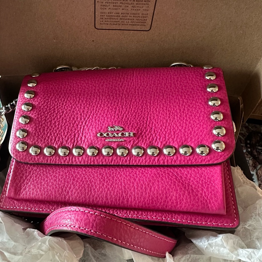 Coach Pink Leather Studded Women's Crossbody